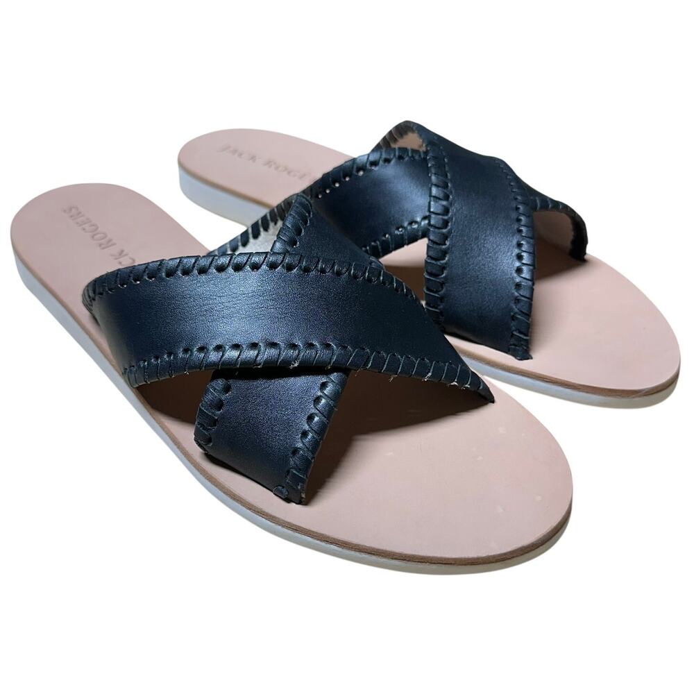 Jack Rogers Leather Crossband Boating Jacks Sloane Black Women's Size 9.5 NIB
